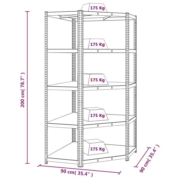 vidaXL 5-Layer Shelves 2 pcs Blue Steel&Engineered Wood