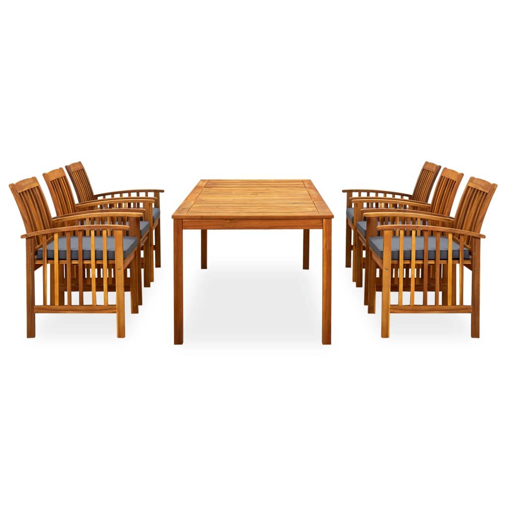 vidaXL 7 Piece Garden Dining Set with Cushions Solid Acacia Wood