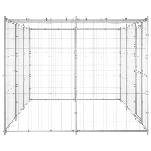 vidaXL Outdoor Dog Kennel Galvanised Steel with Roof 7.26 m²